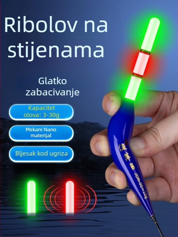 Meki Nano plovak za kameniti ribolov – klizni plovak za dugi domet, LED osvijetljeni plovak za šarane