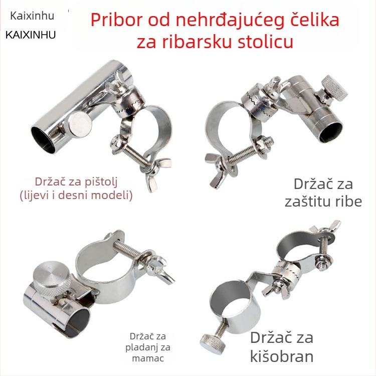 Happy Tiger Pribori za stolicu za ribolov od nehrđajućeg čelika – trodijelni set, držač mamaca i držač ribe