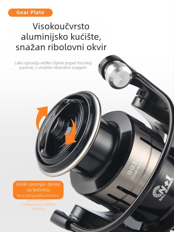 HAUT TON potpuno metalni spining navijač za dugačke domete u morskom ribolovu, otporan na slanu vodu