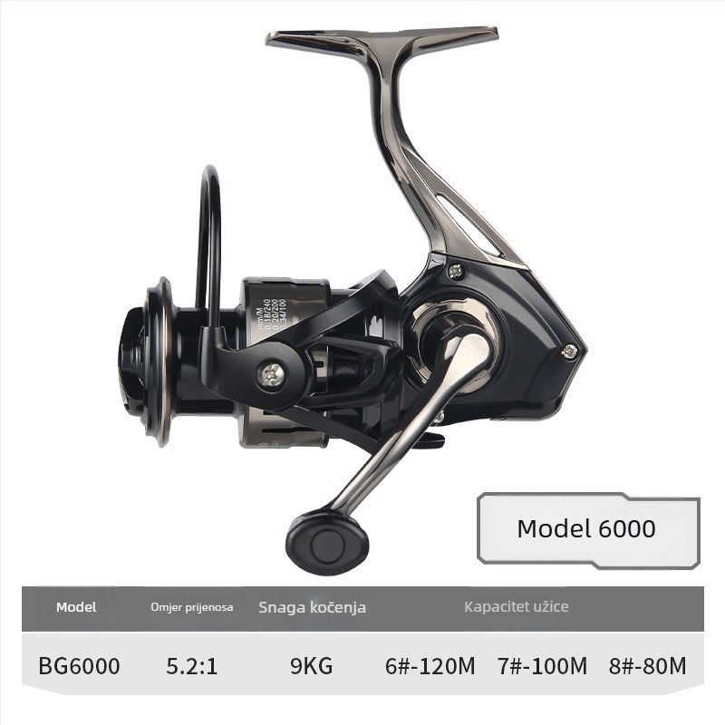 HAUT TON potpuno metalni spining navijač za dugačke domete u morskom ribolovu, otporan na slanu vodu