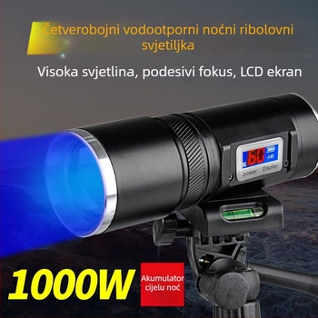 Noćna lampica za ribolov s četiri izvora svjetla, zum, laserska toranj visokog naboja, napajanje baterijom