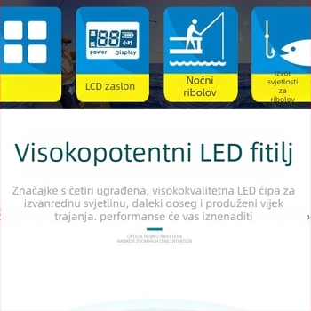 Noćna lampica za ribolov s četiri izvora svjetla, zum, laserska toranj visokog naboja, napajanje baterijom