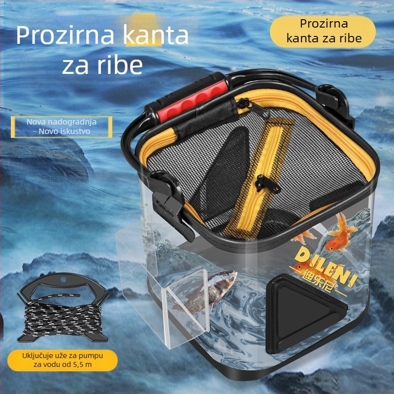 Dilone kanta za vodu visoke prozirnosti, prozirna kanta za ribe, višenamjenska kanta za ribolov s ručkom, kanta za žive ribe