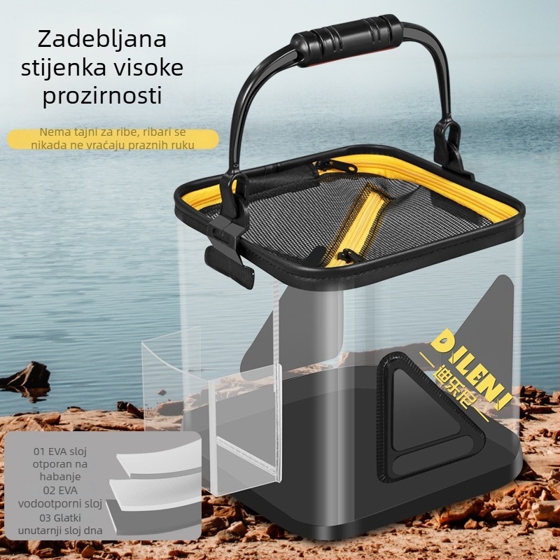 Dilone kanta za vodu visoke prozirnosti, prozirna kanta za ribe, višenamjenska kanta za ribolov s ručkom, kanta za žive ribe