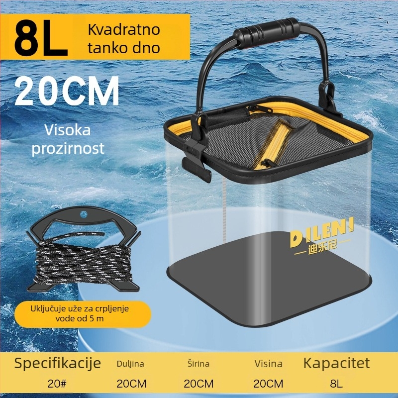 Dilone kanta za vodu visoke prozirnosti, prozirna kanta za ribe, višenamjenska kanta za ribolov s ručkom, kanta za žive ribe
