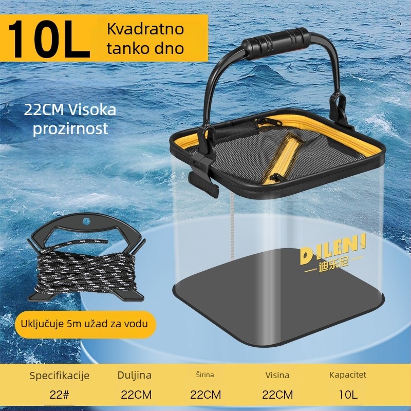 Dilone kanta za vodu visoke prozirnosti, prozirna kanta za ribe, višenamjenska kanta za ribolov s ručkom, kanta za žive ribe