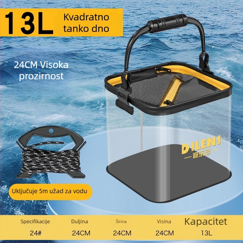 Dilone kanta za vodu visoke prozirnosti, prozirna kanta za ribe, višenamjenska kanta za ribolov s ručkom, kanta za žive ribe