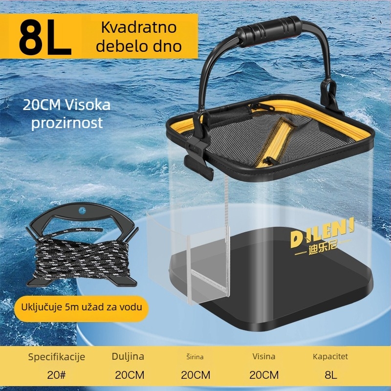 Dilone kanta za vodu visoke prozirnosti, prozirna kanta za ribe, višenamjenska kanta za ribolov s ručkom, kanta za žive ribe