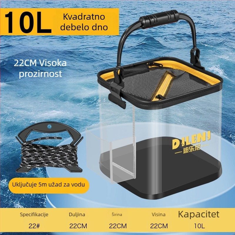 Dilone kanta za vodu visoke prozirnosti, prozirna kanta za ribe, višenamjenska kanta za ribolov s ručkom, kanta za žive ribe