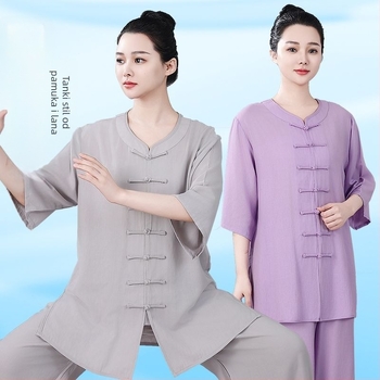 Tai Chi odijelo za djecu, ljetni lagani model, corduroy tkanina s udjelom lana 31–50%, kratki rukavi