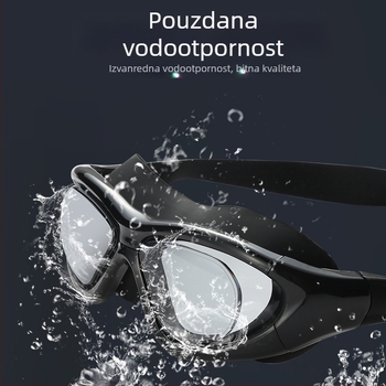 Waves plivačke naočale s velikim okvirom, PC leće, anti-fog za odrasle, vodootporne, HD vizija