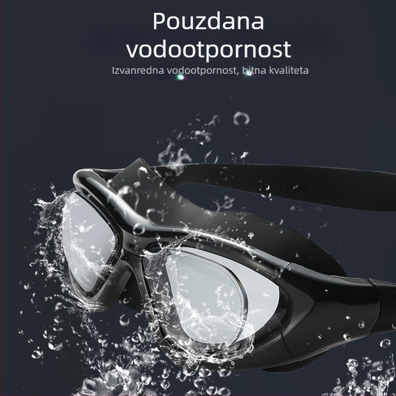 Waves plivačke naočale s velikim okvirom, PC leće, anti-fog za odrasle, vodootporne, HD vizija