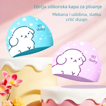 Dječja silikon kapa za plivanje, vodootporna, s karikaturnim otiskom, udobna za nošenje