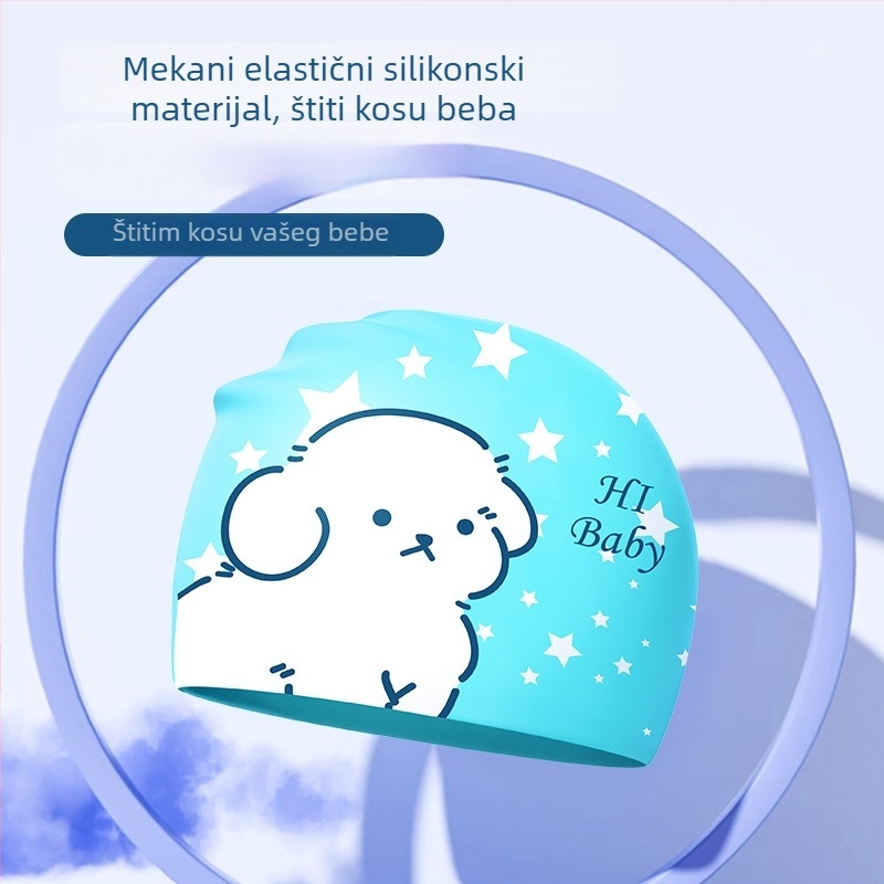 Dječja silikon kapa za plivanje, vodootporna, s karikaturnim otiskom, udobna za nošenje