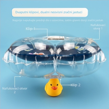 Dječji plivački prsten za pazuh s dvostrukim zračnim komorama, protiv prevrnutja, struk u obliku U, bez napuhavanja, ekološki PVC