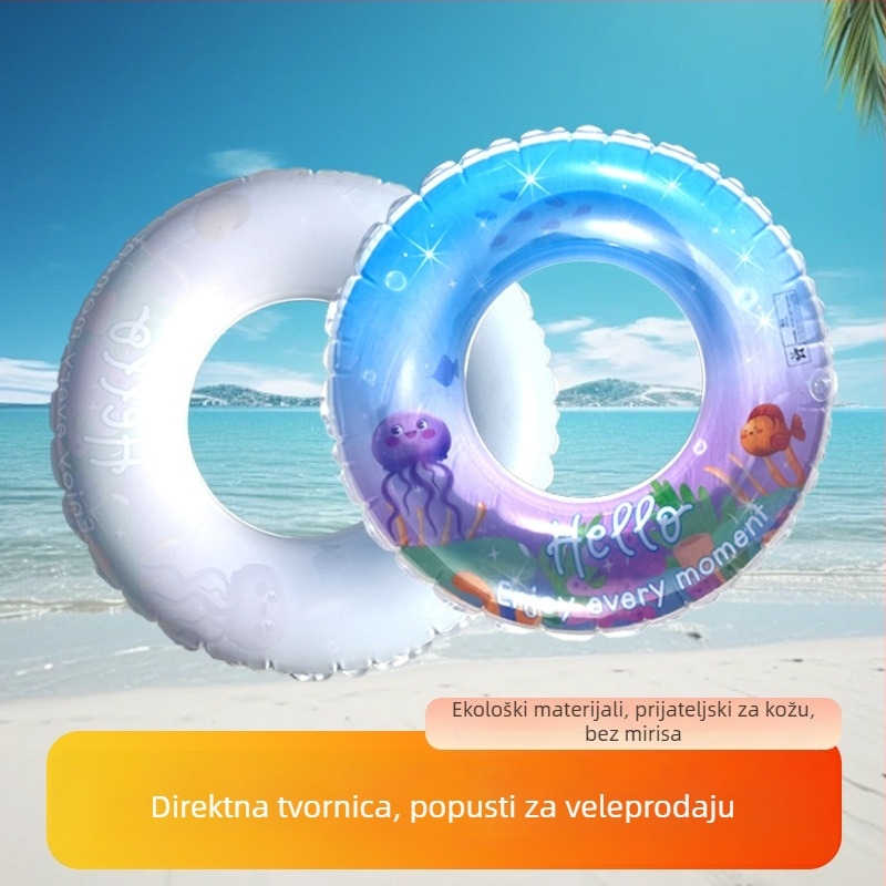 Dječji plivački prsten s karikaturnim uzorkom, izrađen od ekološkog PVC-a; ručno napuhavanje; pogodan za bazene i vodne parkove