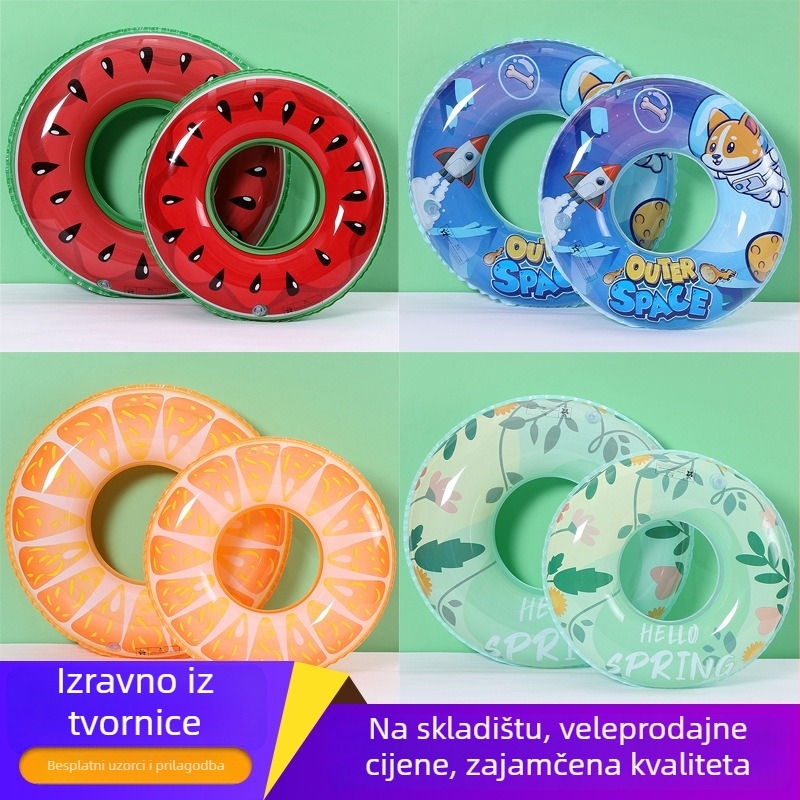 Dječji plivački prsten s karikaturnim uzorkom, izrađen od ekološkog PVC-a; ručno napuhavanje; pogodan za bazene i vodne parkove