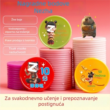 Plastični novčići za nagrade djeci — crtani obiteljski motiv, razredni tokeni za razmjenu, melamin