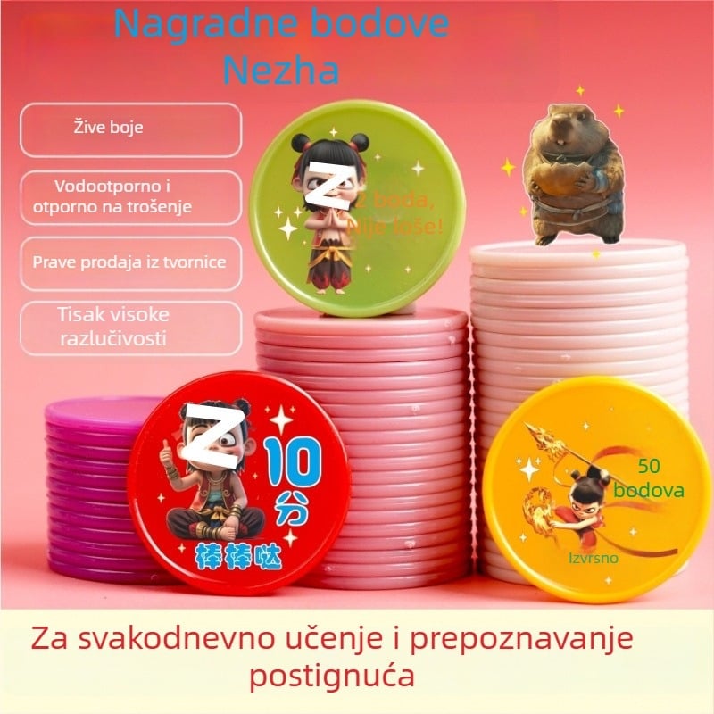 Plastični novčići za nagrade djeci — crtani obiteljski motiv, razredni tokeni za razmjenu, melamin