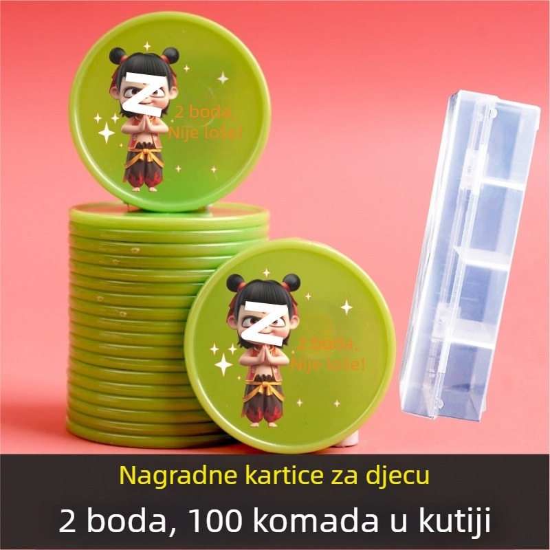 Plastični novčići za nagrade djeci — crtani obiteljski motiv, razredni tokeni za razmjenu, melamin