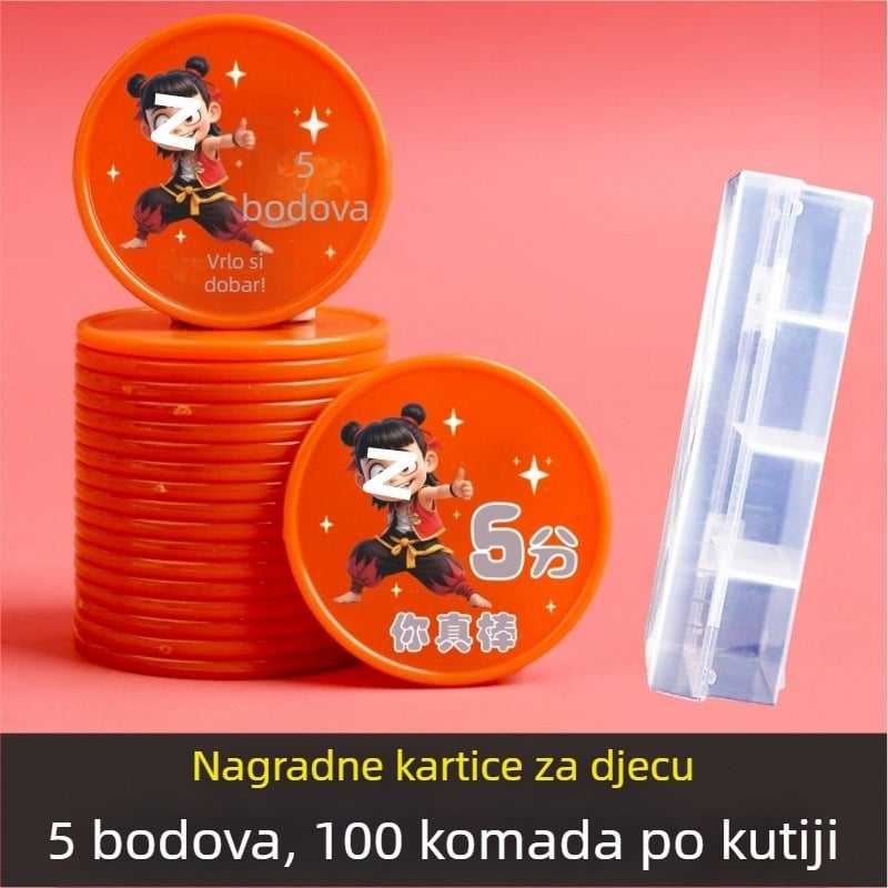 Plastični novčići za nagrade djeci — crtani obiteljski motiv, razredni tokeni za razmjenu, melamin