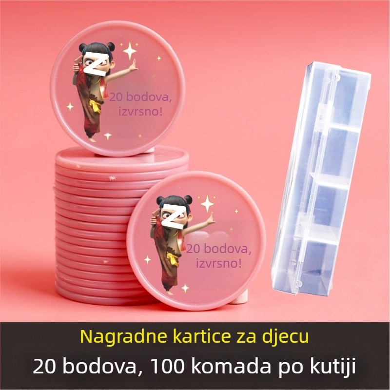Plastični novčići za nagrade djeci — crtani obiteljski motiv, razredni tokeni za razmjenu, melamin