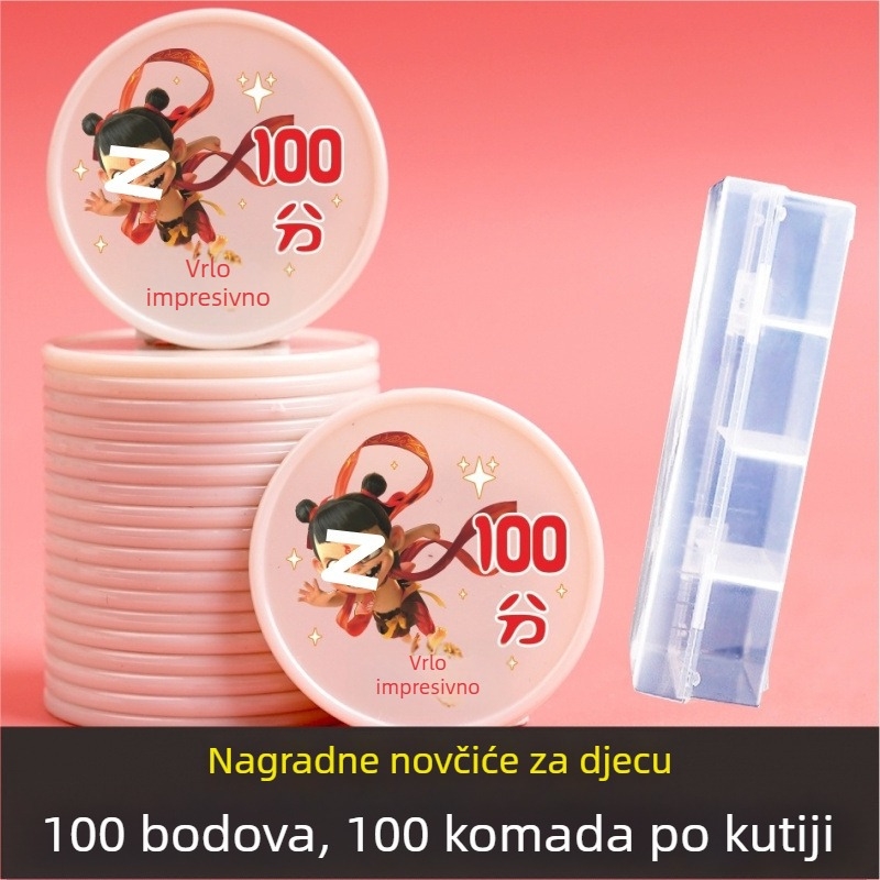 Plastični novčići za nagrade djeci — crtani obiteljski motiv, razredni tokeni za razmjenu, melamin