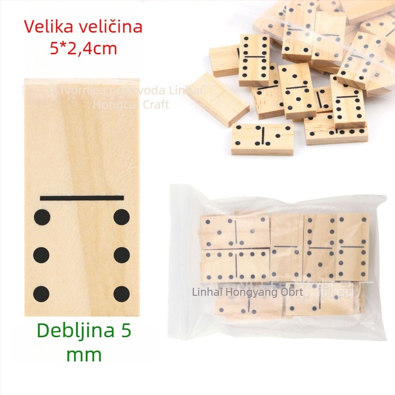 Drvena domino-puzzle igra — 28 komada — obrazovni DIY za djecu i odrasle