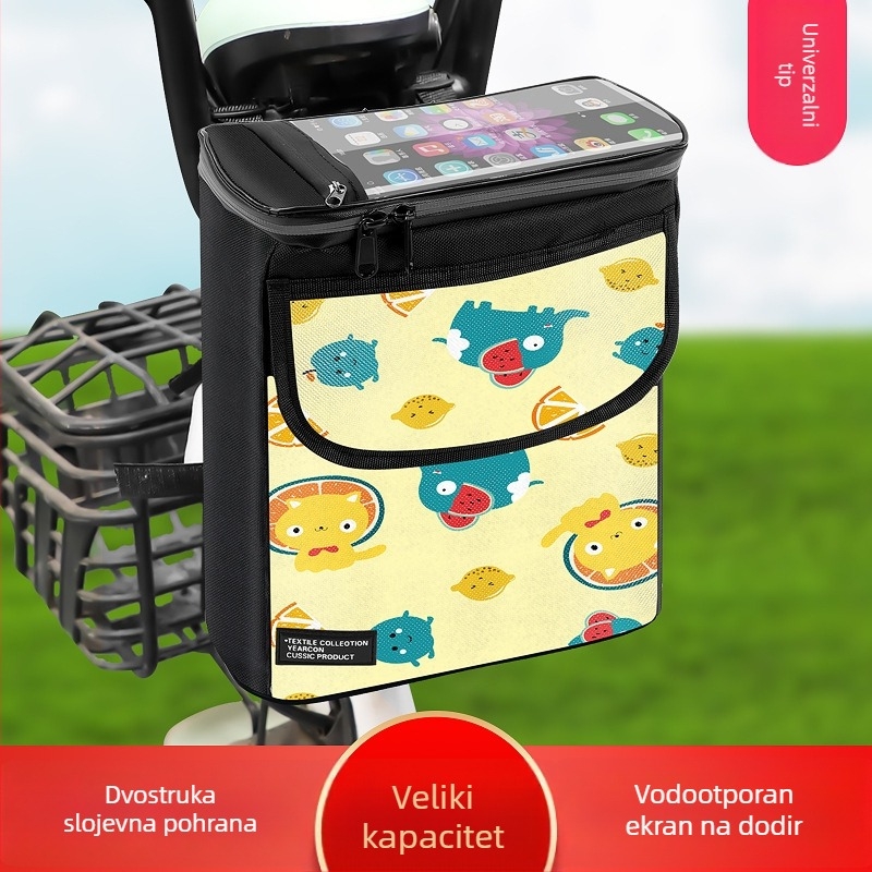 Prednja torbica za upravljač bicikla sa zatvaračem, velik kapacitet, trodimenzionalno skladištenje, model CBJ103