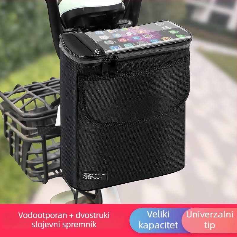 Prednja torbica za upravljač bicikla sa zatvaračem, velik kapacitet, trodimenzionalno skladištenje, model CBJ103