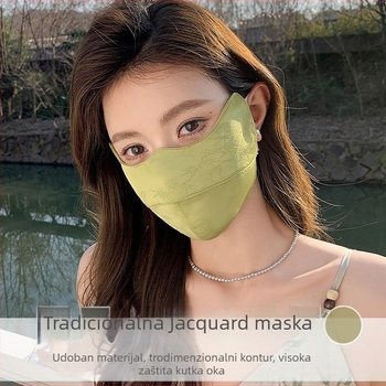 Prozračna zaštitna maska za sunce za vožnju na otvorenom, UV zaštita, maska za pola lica, džakard dizajn u kineskom stilu, Ice Silk poliester tkanina