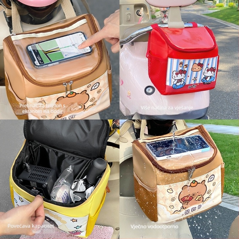 Prednja torba za električni bicikl, PU koža, vodootporna, s unutarnjom podstavom, model: Electric Bicycle Hanging Bag