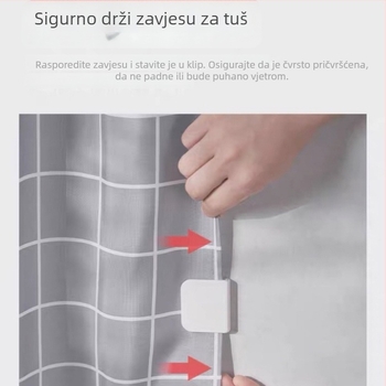 Klip za tuš zavjesu od ABS-a – jednostavna kuka, nosivost 2 kg, bez bušenja, 2 komada, moderan minimalistički stil