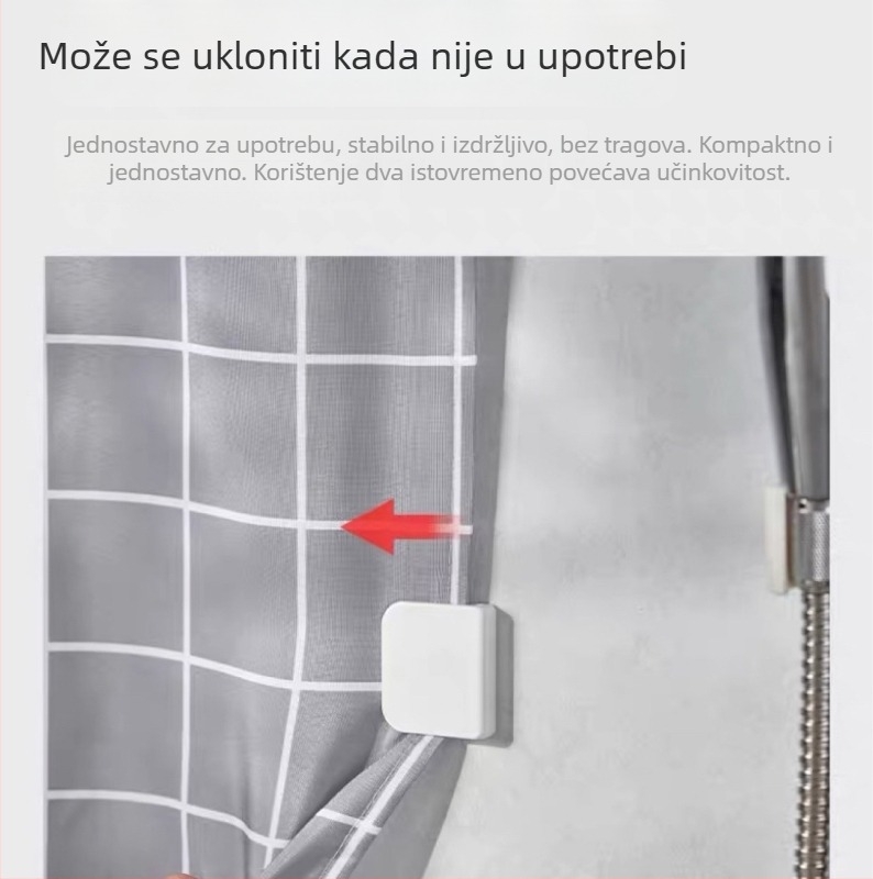 Klip za tuš zavjesu od ABS-a – jednostavna kuka, nosivost 2 kg, bez bušenja, 2 komada, moderan minimalistički stil