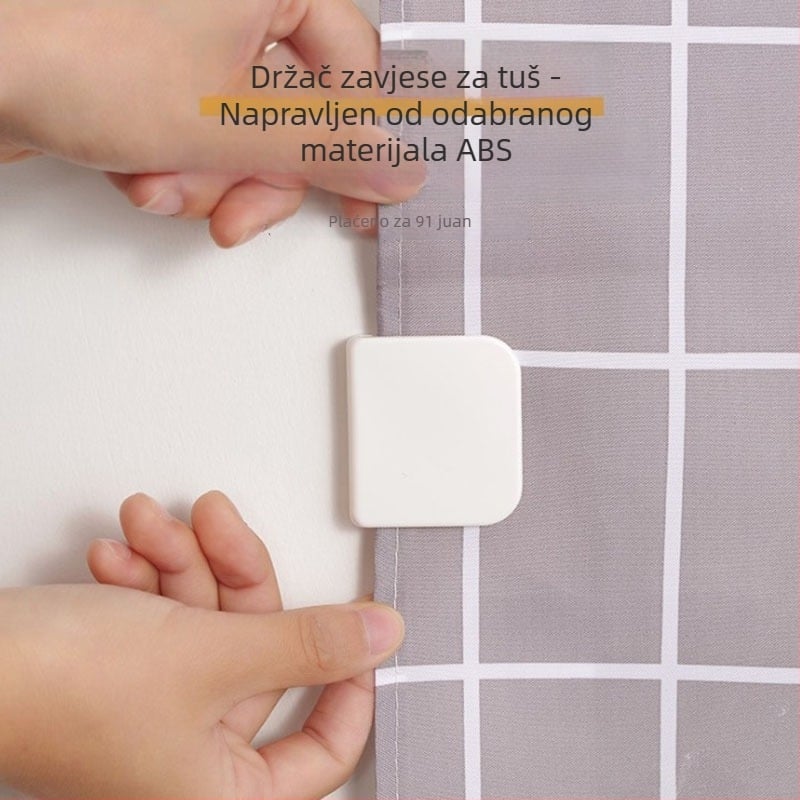Klip za tuš zavjesu od ABS-a – jednostavna kuka, nosivost 2 kg, bez bušenja, 2 komada, moderan minimalistički stil