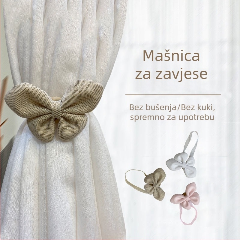 Traka za zavjese s mašnicom, nordijski stil, pamuk i lan, Yiyang