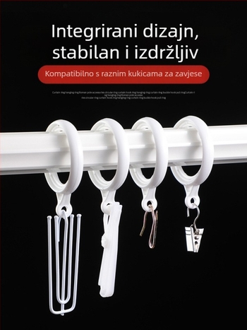 Zavjesni prsten za rimski štap – kuka i prsten skup