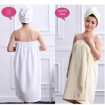 Microfiber kapa za sušenje kose i set ručnika za kupanje s kupaonskom suknjom – 150D, šivano, 500 g+, prilagodljivo
