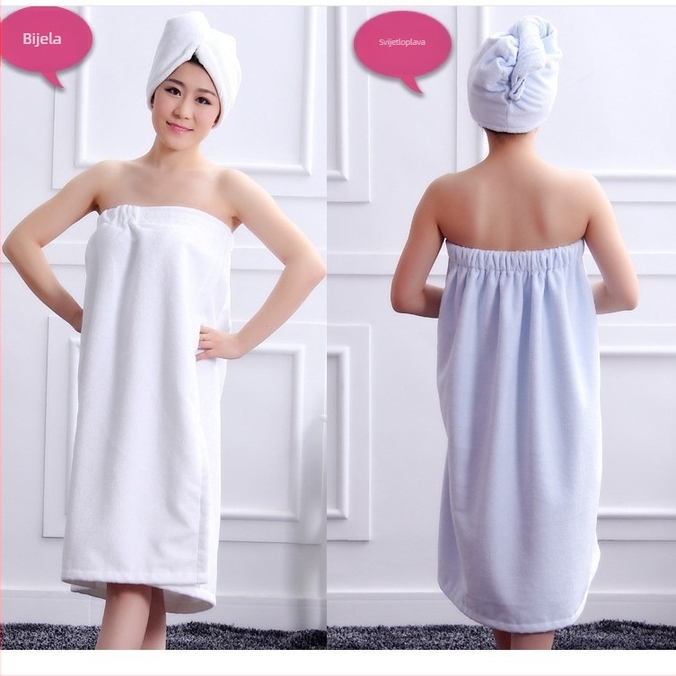Microfiber kapa za sušenje kose i set ručnika za kupanje s kupaonskom suknjom – 150D, šivano, 500 g+, prilagodljivo