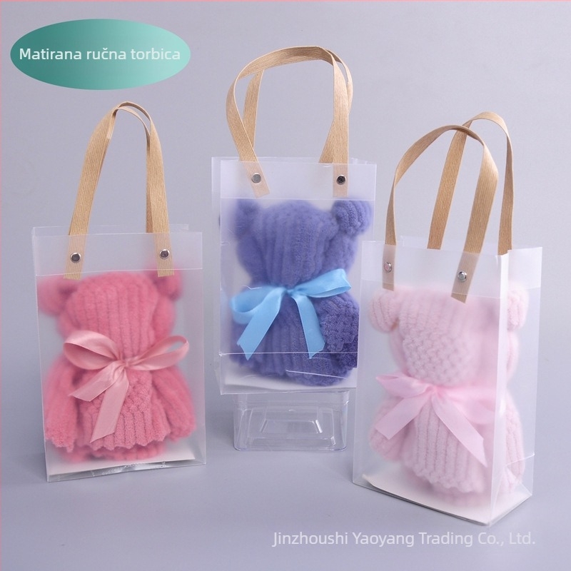 Ručnik u kutiji za poklon u obliku medvjeda – koral fleece, otprilike 65 g, 32s combed yarn, prilagođavanje logotipu, privatna etiketa dostupna