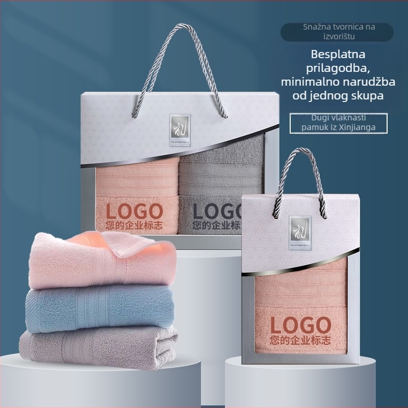 Set ručnika u poklon kutiji, 100% pamuk, 250 g, moguć otisak logotipa, poslovni poklon