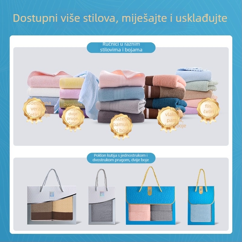 Set ručnika u poklon kutiji, 100% pamuk, 250 g, moguć otisak logotipa, poslovni poklon