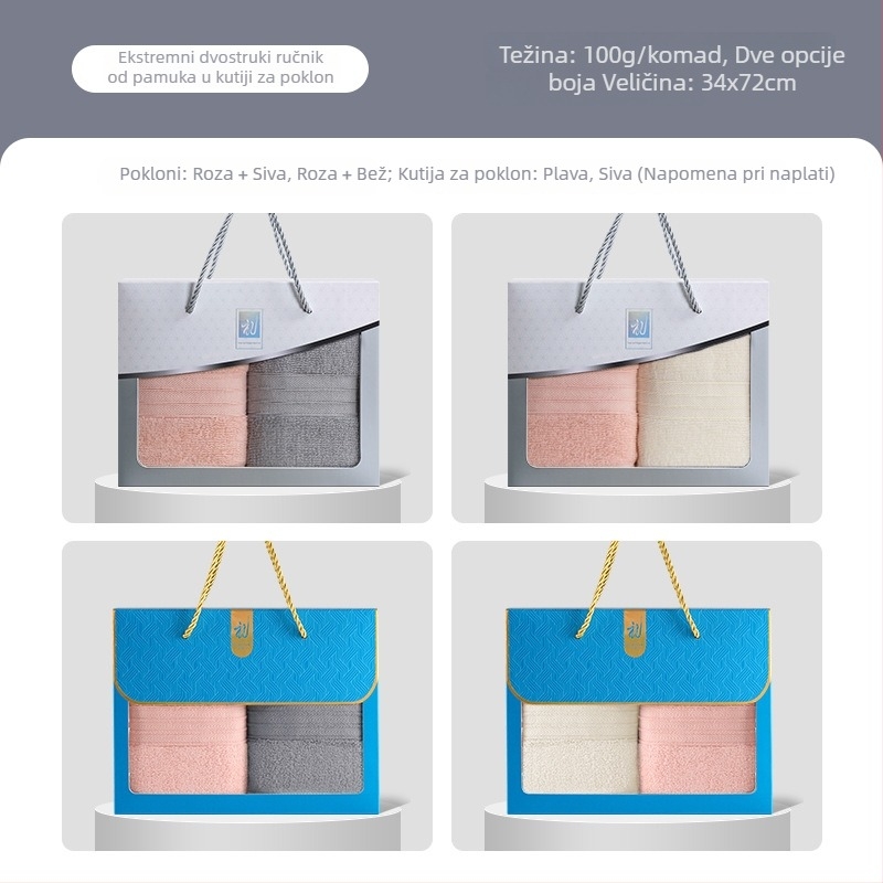 Set ručnika u poklon kutiji, 100% pamuk, 250 g, moguć otisak logotipa, poslovni poklon