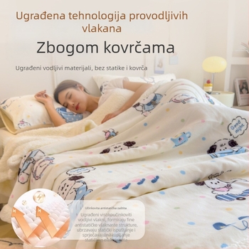 Dvostrano debelo zimskog svilenog deka za ured i odmor na kauču, cartoon uzorak, prilagođljivo
