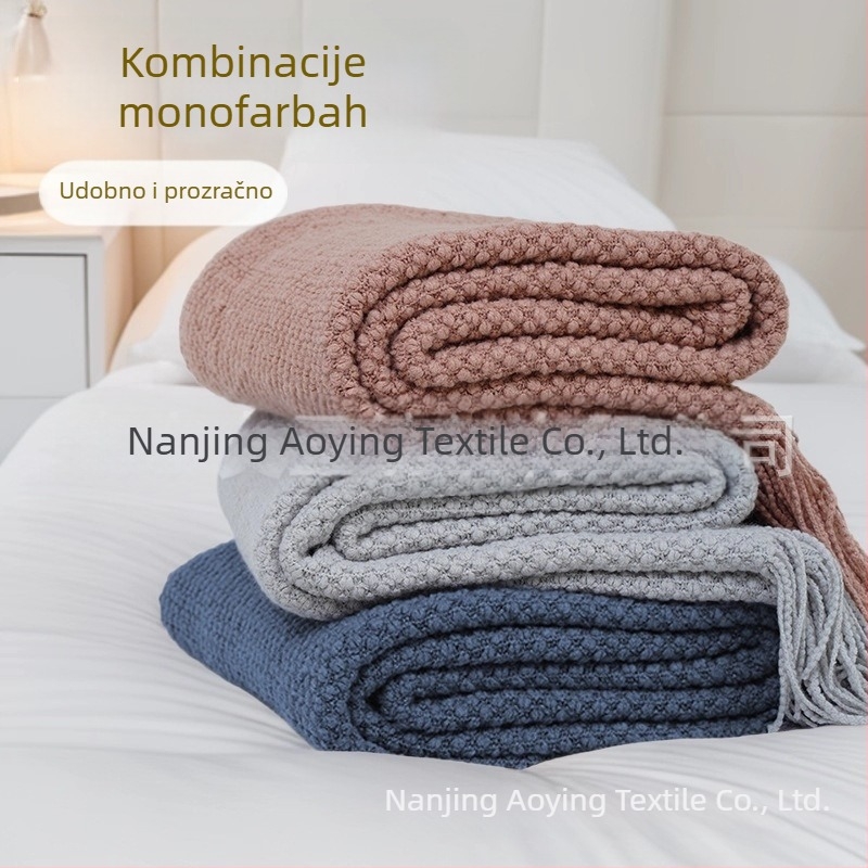 Nordijski minimalistički pleteni deka s balonima - akril, 500–799 g, moderni jednostavni stil, proljeće i jesen, prilagodljivo