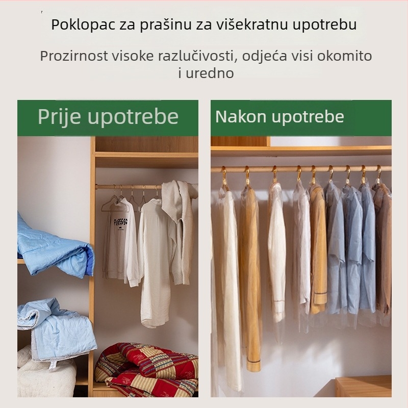 Prozirna vreća za odjeću za viseće korištenje, zaštita od prašine, plastična torba za pohranu kaputa i jakni