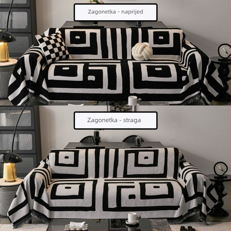 Presvlaka za sofa Chenille - trosjedna, dvostrana, cvjetni uzorak, svestrana