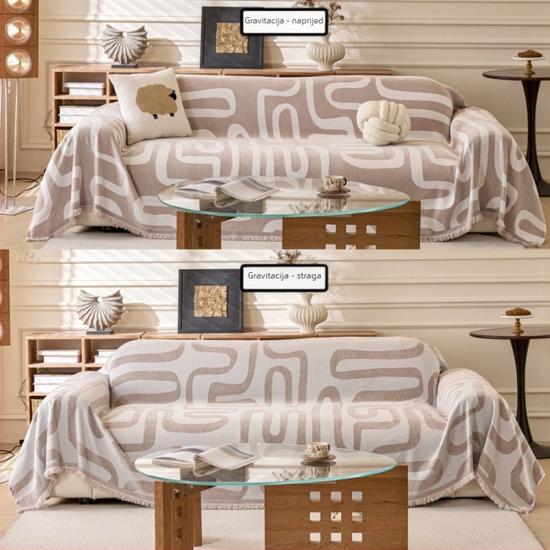 Presvlaka za sofa Chenille - trosjedna, dvostrana, cvjetni uzorak, svestrana