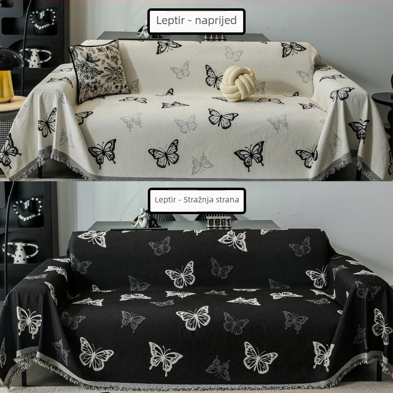 Presvlaka za sofa Chenille - trosjedna, dvostrana, cvjetni uzorak, svestrana