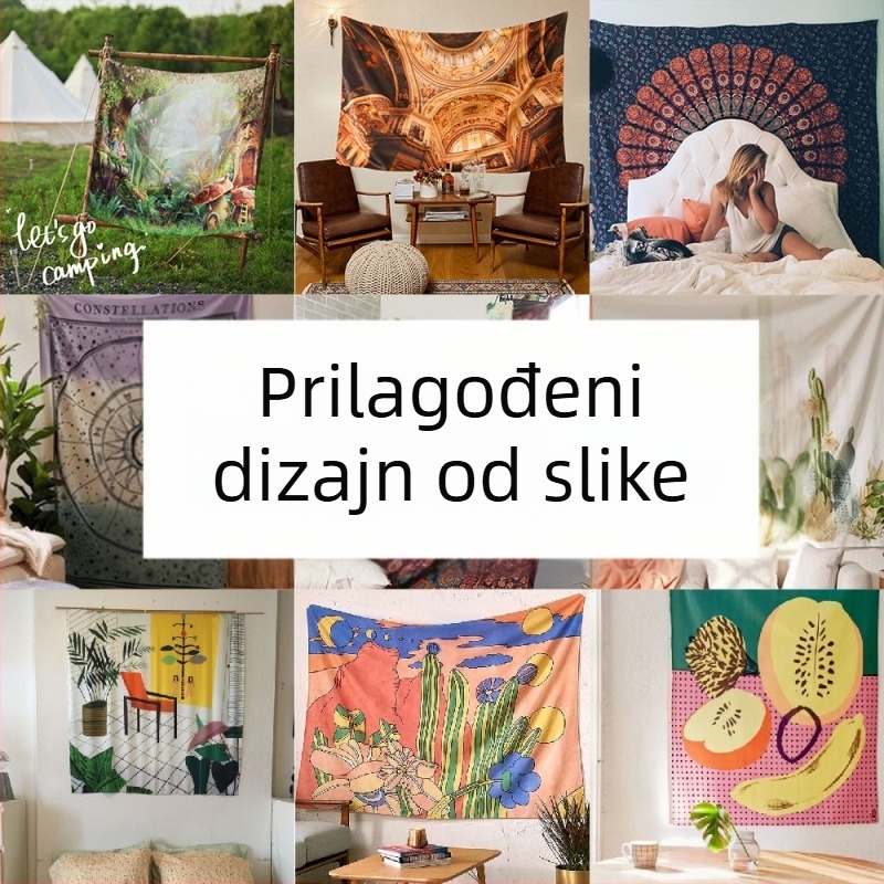 Prilagođeni poliester-goblen za zid – pravokutni zidni zavjes s tiskom digitalnim termotransferom, pejzažni uzorak, za dnevni boravak i spavaću sobu